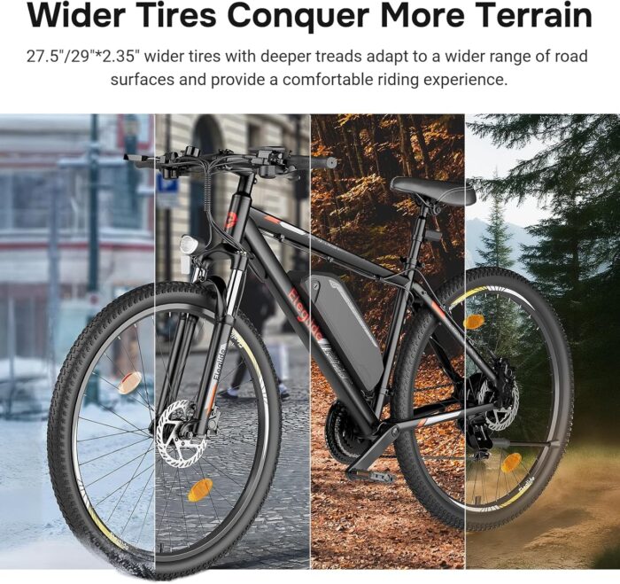 Eleglide M2 Electric Bike, 27.5''/29'' Electric Bicycle for Adults, E Mountainbike, 36V 15Ah Removable Battery,Max Range 125KM, Dual Hydraulic Disk Brake, 21 Speed, APP (Inches, 29)