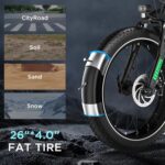 HITWAY 26" 4.0 Fat Tire Electric Bike,Electric Bicycle with 250Watt Moter 48V 15Ah Lithium Battery, 7 Speed Gear E Mountain Bike, range 70-150km