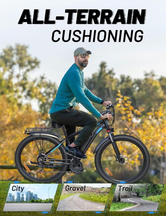 DUOTTS C29 Electric Bike, 29'' E-Mountain Bike with 48V 15Ah Removable Battery & 250W Powerful Motor, Professional 21-Speed with LCD Display, Electric Commuter Bicycle for Adults Men and Women