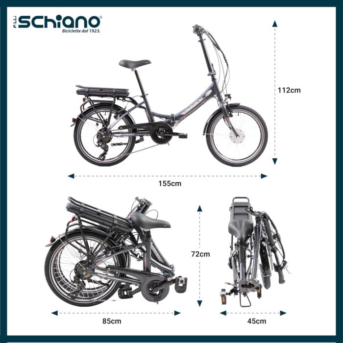 F.lli Schiano E-Star, Electric Bike for Adults, 20" Folding Bike, 36V 10.4Ah Removable Battery, 250W Motor, 40Nm, Commuter Ebike