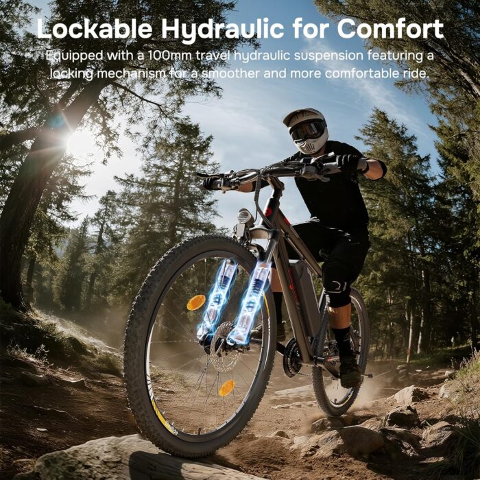 Eleglide M2 Electric Bike, 27.5''/29'' Electric Bicycle for Adults, E Mountainbike, 36V 15Ah Removable Battery,Max Range 125KM, Dual Hydraulic Disk Brake, 21 Speed, APP (Inches, 29)