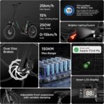 HITWAY E Bike BK6SL1-36V15.6Ah with 250W Motor, Electric bike 20 inch, 70-150km range, 7-speed, APP control, Foldable, IP54 waterproof pedelec,25km/h