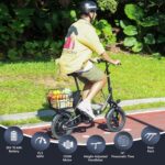 Electric Folding Bikes for Adults, 14" Electric Dirt Bike Adult, Ebikes for Adult Men Women, e Bike with Front Shock Absorber, Foldable Fat Tire e-Bike with Throttle Pedal Assist